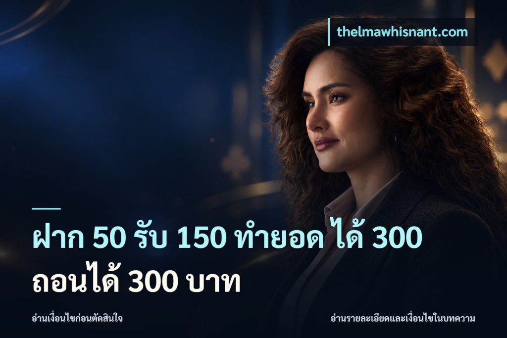 ฝาก 50 รับ 150 ทํายอด ได้ 300 ถอนได้ 300 บาท