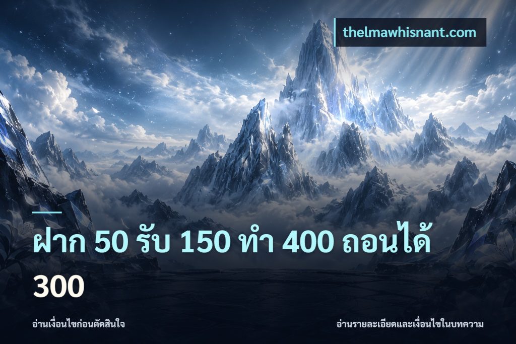 ฝาก 50 รับ 150 ทํา 400 ถอนได้ 300