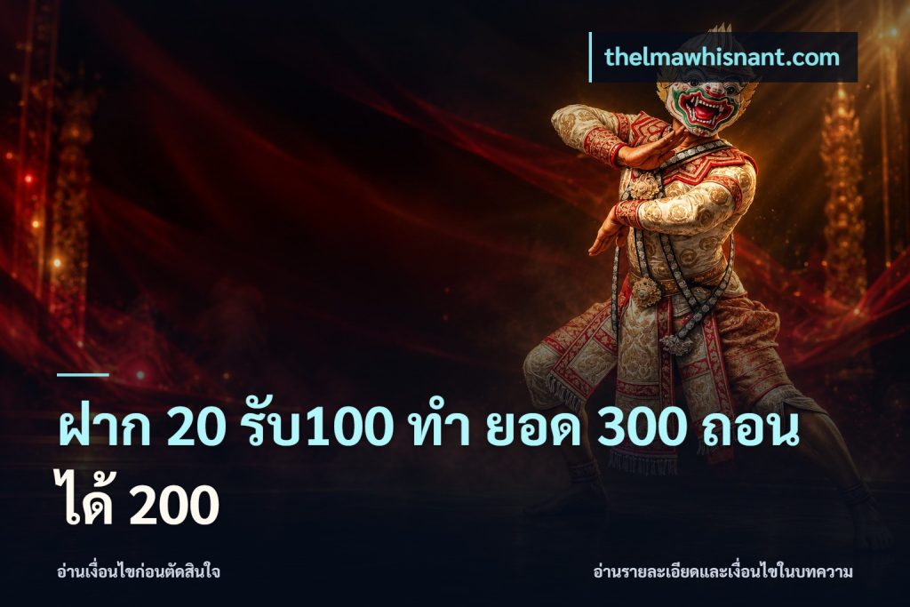 ฝาก 20 รับ100 ทํา ยอด 300 ถอนได้ 200