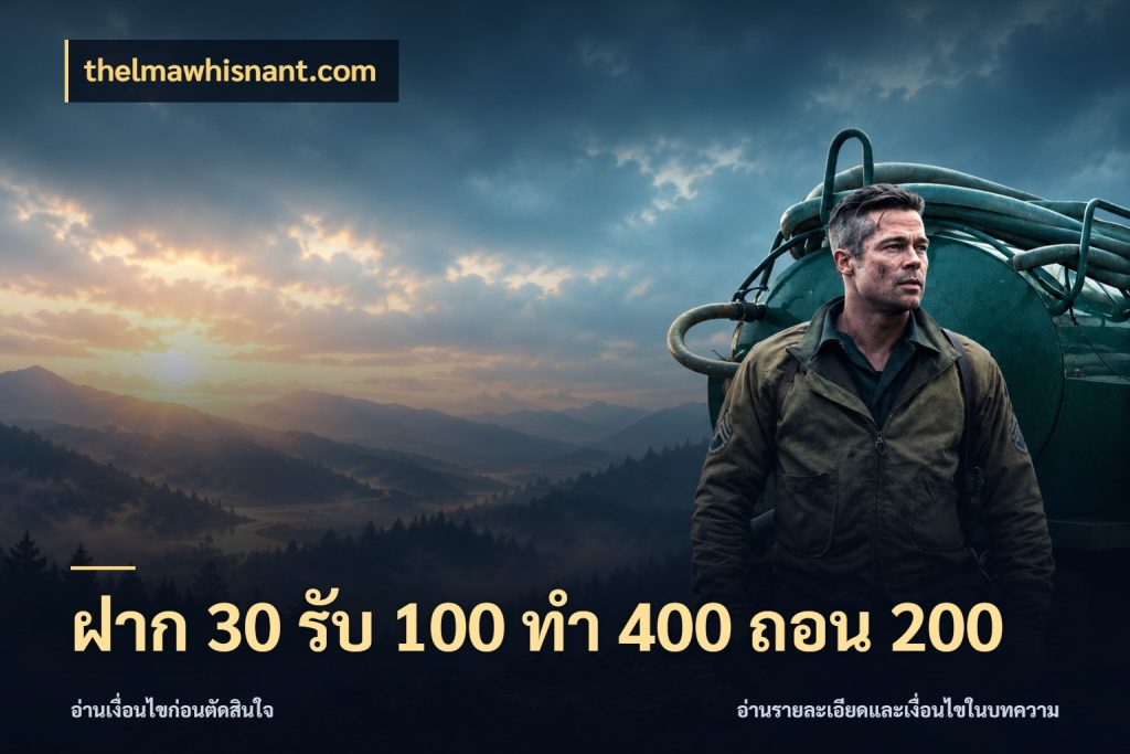ฝาก 30 รับ 100 ทํา 400 ถอน 200 โปรกับเกมที่ชอบเลือกให้ตรงสไตล์ ในมุม thelmawhisnant.com
