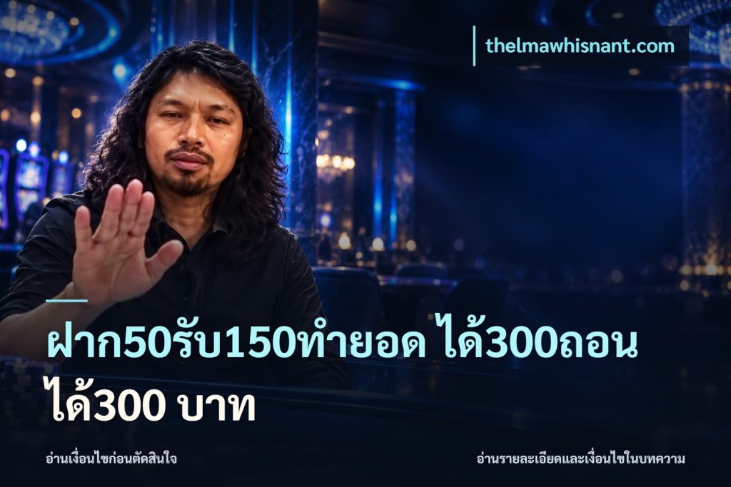 ฝาก50รับ150ทํายอด ได้300ถอนได้300 บาท