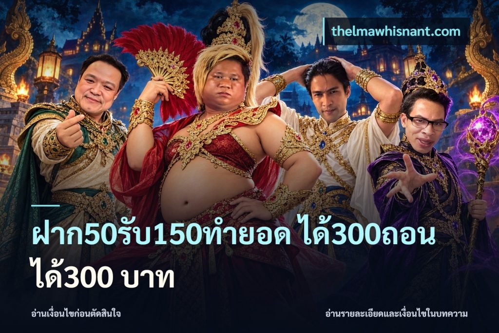 ฝาก50รับ150ทำยอด ได้300ถอนได้300 บาท