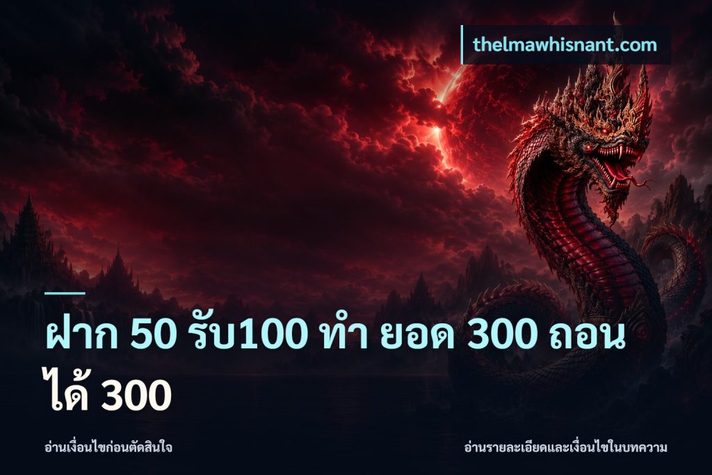 ฝาก 50 รับ100 ทํา ยอด 300 ถอนได้ 300