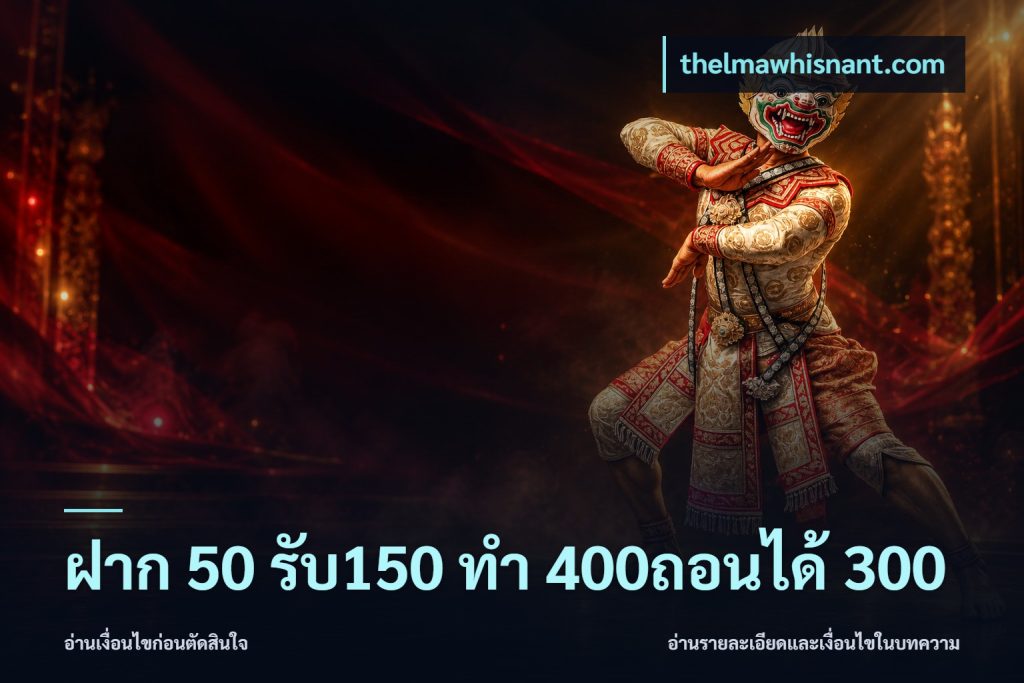 ฝาก 50 รับ150 ทํา 400ถอนได้ 300